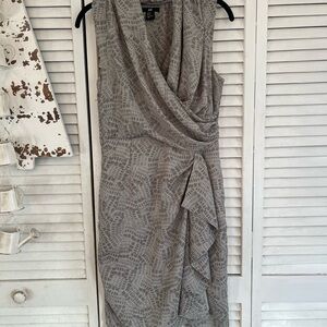 H&M Gray Ruched Wrap Midi Dress